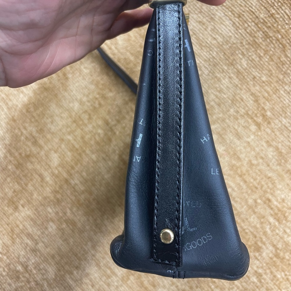 HCL crossbody/matching wallet. Black leather with gold accents - Picture 5 of 16